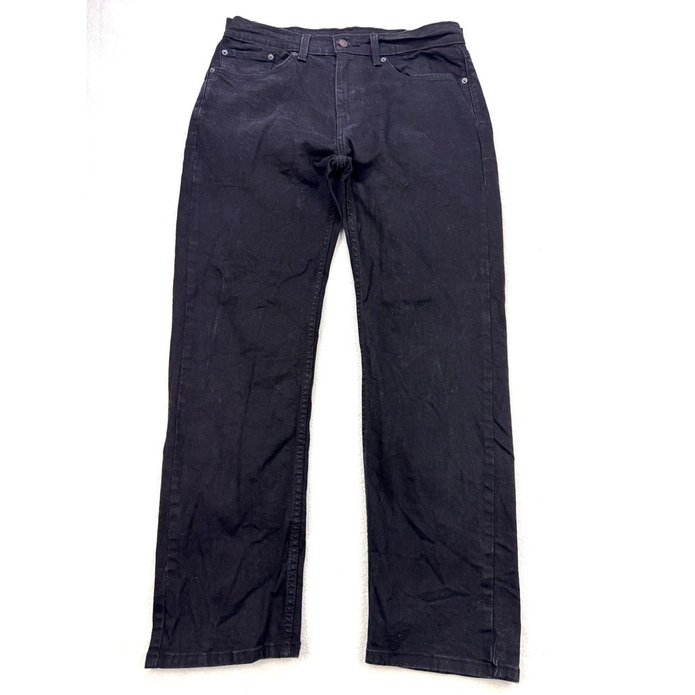 Levis 505 Jeans Men 34x30 Black Regular Fit Straight Distress Denim